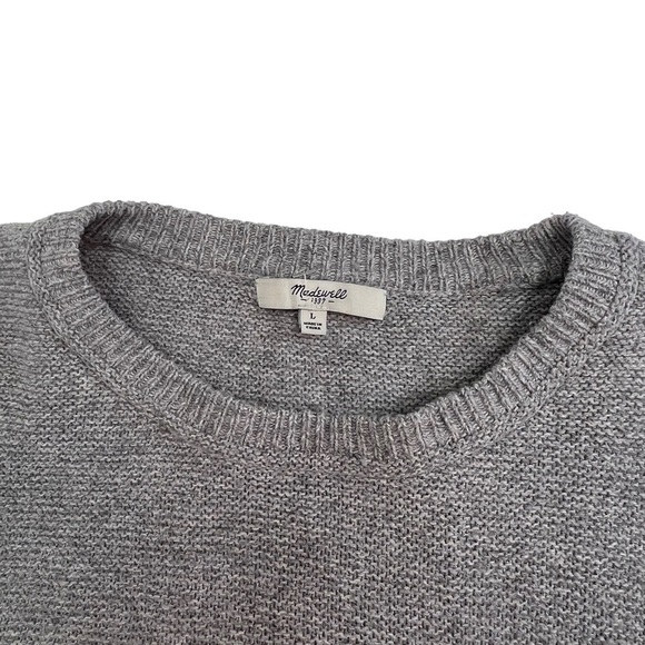 𝅺madewell Grey Long Sleeve Texturework Crewneck Sweater Size L - Picture 8 of 11